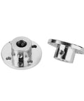Two metal parts compatible with 4-Pack Utility Cart 8 mm Platform Size Aluminum Frame Built for Moving Boxes, Appliances, and Heavy Cargo.
