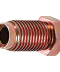 Close-up of a metal fitting from the Bubble Flare Nut Set Of 4 For 3/8-24 Threads SRRBR170, showing threaded design.