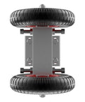 8 Inch Rolling Gate Wheels With Double U Bolts Heavy Duty Gate Rollers And Sliding Gate Carrier shown from top view.