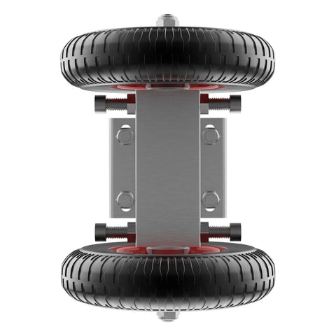 8 Inch Rolling Gate Wheels With Double U Bolts Heavy Duty Gate Rollers And Sliding Gate Carrier shown from top view.