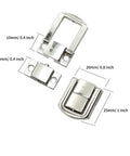 Image showing 12 Pieces Metal Hasp Latch Clasps Set with 25x20mm silver finish, ideal for boxes and DIY projects, displayed with measurements.