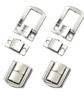 12 Pieces Metal Hasp Latch Clasps Set With 25x20mm Silver Finish For Boxes And DIY Projects, shown in three parts with silver color