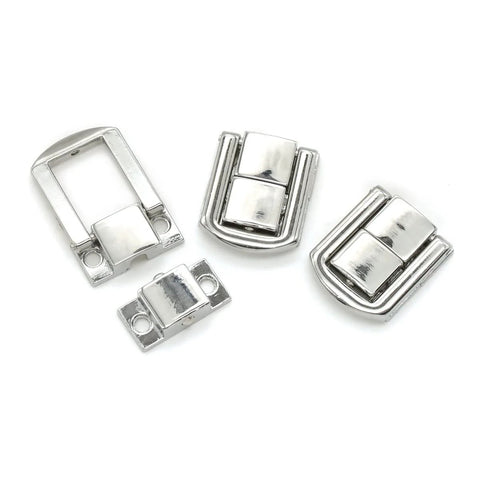12 Pieces Metal Hasp Latch Clasps Set With 25x20mm Silver Finish for Boxes and DIY Projects displayed on white background