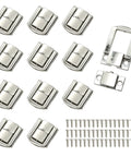 12 Pieces Metal Hasp Latch Clasps Set With 25x20mm Silver Finish For Boxes And DIY Projects Durable Box Lock Hardware