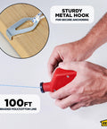 Durable ABS Tuff Line contractor chalk reel delivers precise layout marking with a 0.06 in braided line and 100 ft reach, shown in use