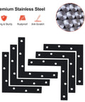 ✝️ L Brace, 120x120mm / 5" x 5" Metal L Mending Plate L Flat Plate Bracket Stainless Steel Right Angle Corner Brace for Wood Matte Black (6 PCS)