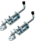 Heavy Duty 6.5 Inch Spring Loaded Latch Pin Sliding Barrel Bolt Door Lock For Chests Cabinets Gates And Utility Trailers Two Pack Built Tough With Rust Resistant Metal And 2mm Thickened Interior Latch, shown side by side with detailed metal and springs visible.