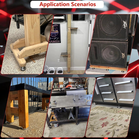 Heavy Duty Adjustable Leveling Feet For Shelving And Machinery installed on workshop furniture and equipment for stability