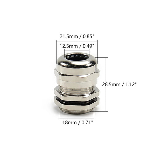 Ten Pack Metal Waterproof M20 Cable Glands Joints With Adjustable Threaded Connectors In Silver For 6 To 12 Mm Cable Diameter Built Tough For All Weather Use Dustproof Gland Set You Can Truly Rely On For Harsh Environments