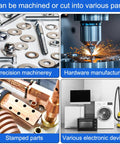 Collage of precision machinery, hardware manufacturing, stamped parts, and electronic devices showcasing 10 Pcs 12 Inch Stainless Steel Shim Stock Strips 0.02 Inch Thick 1 Inch Wide 304 Stainless Steel Gap Filler Thin Flat Metal Shims For Machinery DIY Projects Rust Resistant Built To Last applications.