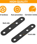Mending Plates for Wood - 28 Set Metal Flat Plate Straight Bracket, front and back view, showing high hardness and rust prevention features