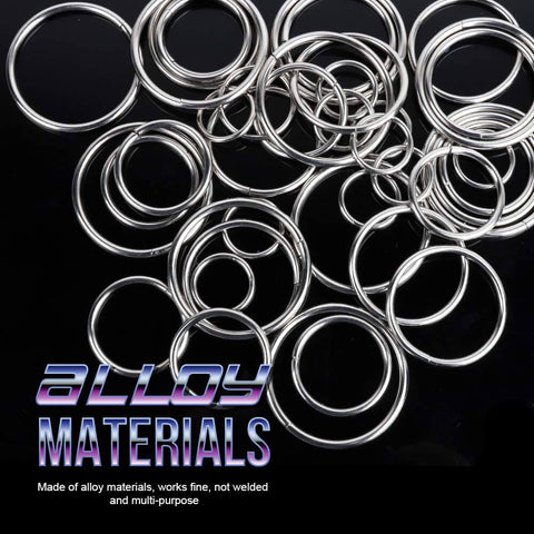 Metal O Rings Set 50 Pieces Non Welded Silver O Ring Assortment In 5 Sizes 16mm 21mm 25mm 32mm 38mm For Macrame Camping