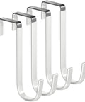 Four metal hooks with over-the-door design, showcasing durable construction and modern finish, ideal for efficient organization and hanging.