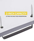 Close-up of a premium metal prong paper fastener with 2-inch capacity per prong for thick presentations, OLYMPX.