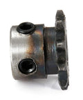 Side view of Two Pack 8mm Bore 10 Tooth Metal Pilot Motor Gear Sprocket for Roller Chain Drive, designed for small motors and CNC projects.