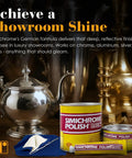 Premium Metal Polish Compound With Cloth 250g Restores Dull Chrome Aluminum Stainless Steel And More To A Bright Mirror Finish Ideal For Hardware Fixtures Automotive Trim And Household Surfaces, shown with cloth and polished items