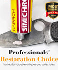 Premium Metal Polish Compound With Cloth 250g tube on a metal knife blade for restoration and shine.