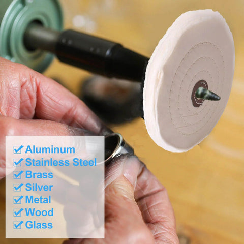 Triple bar metal polishing kit with 4 oz total, featuring green, white, and red compounds for leather strops and buffing wheels