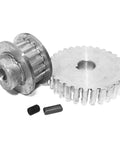 2 Pcs Metal Synchronous Pulley Gear Set for Mini Lathe Drive Wheel Aluminum Alloy 8mm Bore 10mm Shaft close-up
