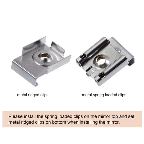 Mirror Hanger Clips Set For Unframed Mirrors Eight Pieces Spring Loaded Metal Clips With Screws And Plugs Supports Up To Ten Kilograms