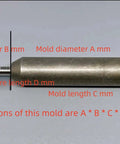 Metal stamping needle with labeled dimensions in millimeters for use with Riveting Machine Kit With Semi Hollow Rivets Accessories.