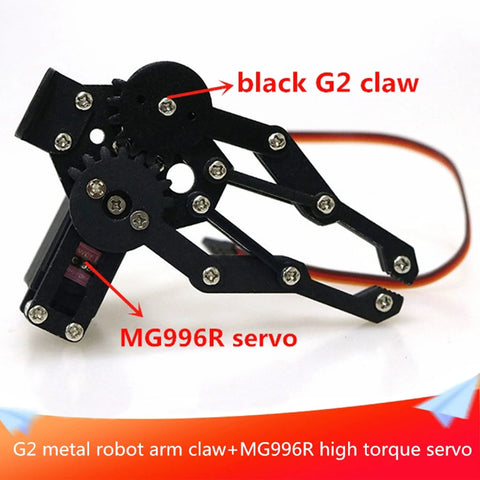 Metal Robot Claw Gripper With High Torque Servo For Arduino projects featuring G2 claw and MG996R servo