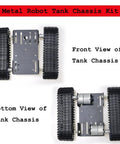 Top and bottom views of Robot Tracked Chassis Kit With Dual DC Motors For Arduino Raspberry Pi Microbit Python DIY Caterpillar Tank.