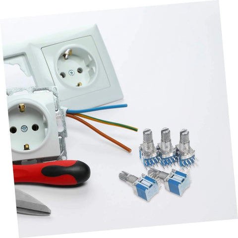 Five Pack Metal Rotary Encoder Multi Position Switch For Accurate Control in Industrial Machinery and Home Appliances shown with tools.