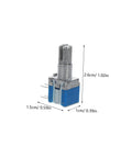 Single metal rotary encoder switch with measurements visible for accurate control in industrial machinery and home appliances.