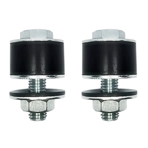 Two Pack Strut Channel Trolley Stopper And Roller Limiter For One And Five Eighths Inch Wide And Taller Strut Channels, Prevents Trolley Assembly Slippage, Durable Metal And Rubber Stopper For Secure Positioning, shown in black and silver.