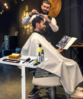 Metal Salon Rolling Tray On Wheels With Adjustable Height From 22 To 39 Inches For Tattoo, Medical, And Dental Use, holding barber tools.