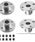 Four Pack 8mm Flange Shaft Couplings With 16mm Body And 8mm Bore 16mm Outer Diameter 13mm Total Height And 24mm Pedestal Spacing M4 Screws And Hex Wrench Included Tight Space Metal Joints For RC Models Robotics And Small Machinery