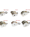 Assorted sizes of zinc alloy pulleys including 36mm Metal Sheave Zinc Alloy Fixed Pulley Crown Block and Tackle Lifting Wheel.