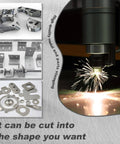 Metal stamping and laser cutting machine with various metal parts samples displayed