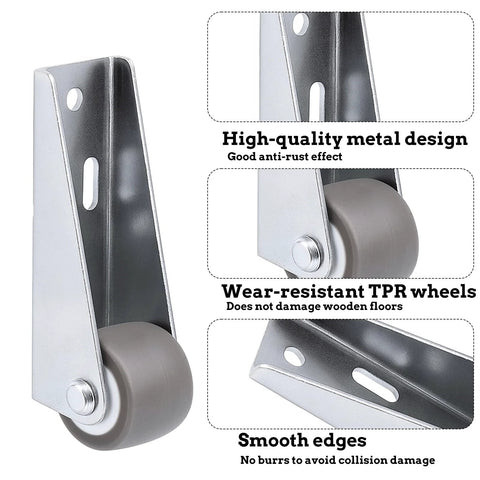 4 Piece Set Small 1 Inch Side Mount Caster Wheels For Furniture And Doors Low Profile Gate Casters Replacement For Chairs Drawers