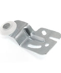 Closet Sliding Door Roller Kit With Hanging Rails Hardware, Metal Silver, showing galvanized steel wheel and bracket, side view.