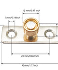 4 Pack Metal Sliding Door Bearing Retainer Guide Set With Screws, Easy To Install And Flush With Floor, Copper Positioning 12 Mm Shaft Diameter, 5 Mm Hole, 28 Mm Spacing, 45 Mm Overall Size showing close-up with dimensions