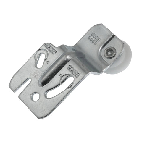 Closet Sliding Door Roller Kit With Hanging Rails Hardware, Metal Silver, 7/8 Inch Diameter Galvanized Steel Wheel, Side View