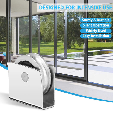 10 Pcs Sliding Window Rollers Assembly With 9/16 Inch Metal Wheels For Cabinets And Display Cases Replacement Hardware Set