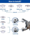 How to install snap buttons with 100 Sets Snap Button Kit With 10 Colors, Metal Snaps And Pliers Fastener Parts, Multicolor Press Tool Kit
