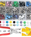 Ultimate Metal Snap Button Kit With Pliers Press Tool For DIY Clothing Hats And Sewing, 800 Pieces In 200 Sets, 10 Colors, 9.5mm Snap Buttons, Includes Transparent Storage Box