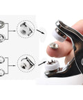 Close-up view of All In One Metal Snap Button Kit With Pliers For DIY Clothes Hats And Sewing, showing snap assembly.