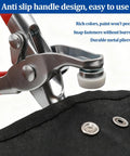 100 Sets Snap Button Kit With 10 Colors, metal snaps and pliers fastener parts in use on black fabric, durable and easy to install.