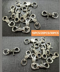 10 Pack Trigger Snap Hooks 2.32 Inches By 0.82 Inches Heavy Duty Swivel Metal Clasps shown in bulk with sleek zinc alloy finish.
