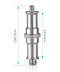 Two Pack One Quarter Inch To Three Eighths Inch Metal Male Threaded Adapter Spigot Stud For Studio Light Stands Hot Shoe Cold Shoe Adapters Ball Heads Wireless Flash Receivers Triggers And More ST24, side view showing dimensions