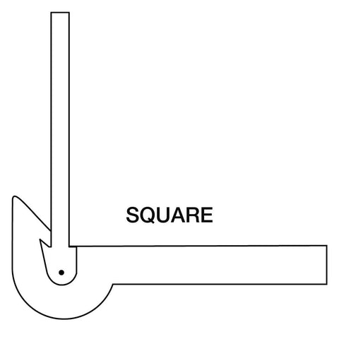 Illustration of a square angle tool with labeled parts.