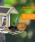Outdoor smart bird feeder with Metal Two In One Suet Ball Holder And Water Bowl For Birds, featuring 5mm screw holes, round suet feeder.