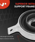 Close-up of Beefed Up Center Mount Drive Shaft Center Support Bearing For BMW Fits 535i 535i GT 640i 640i Gran Coupe 740i 740Li 760Li 640i xDrive 2010 To 2018 3L 6L RWD AWD Replacement Carrier Bearing 26127564695 with metal support frames.