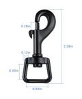 20Pcs Bolt Snap Hooks Set For Dog Leash Clips And DIY Projects, Metal Heavy Duty Swivel Snap Hooks, side view with size markings