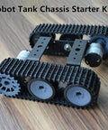 Robot Tracked Chassis Starter Kit With Two Tracks for Arduino Raspberry Pi MicroBit and Python Programming, metal tank chassis on wood